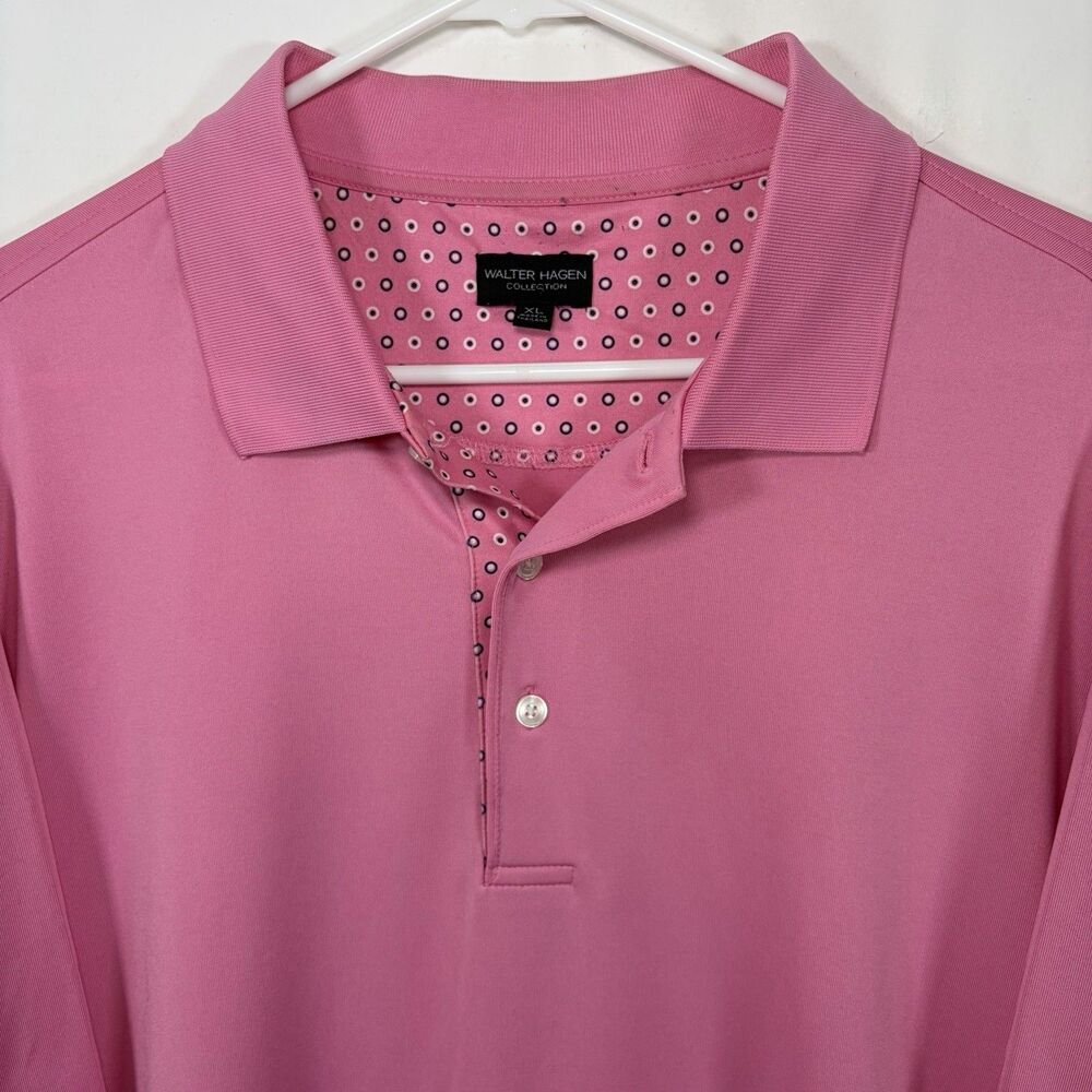 Walter Hagen Collection Golf Polo Shirt Mens XL Pink Collar Accents Performance